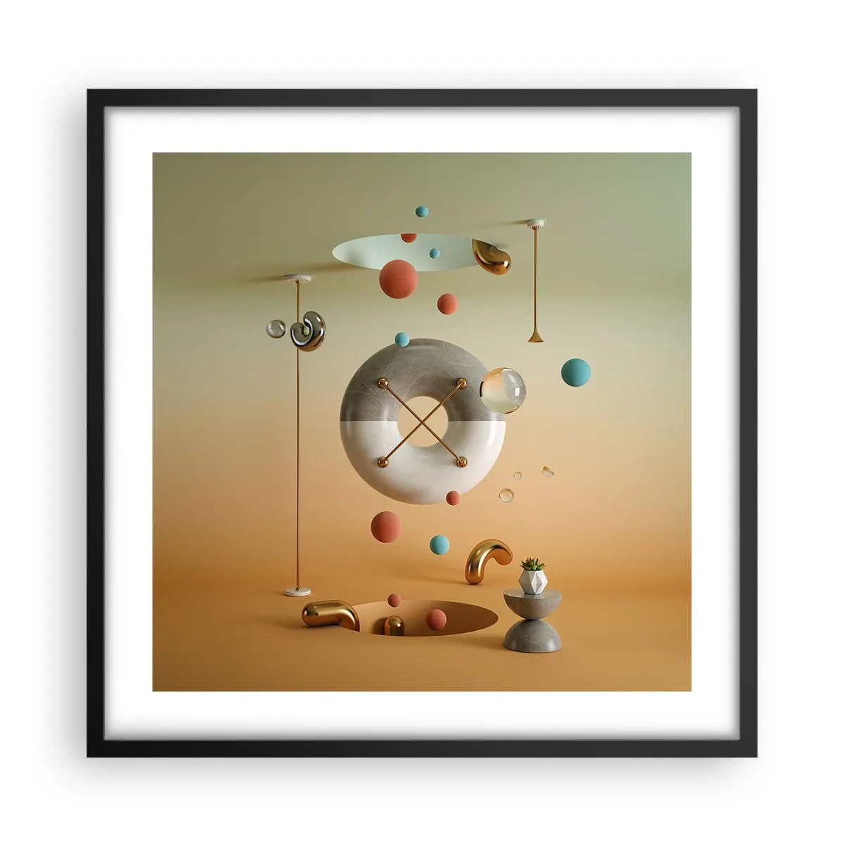 Poster in einem schwarzem Rahmen - Alles kann passieren - 50x50 cm