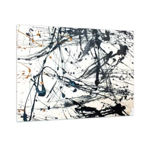 Glasbild - Bild auf glas - Abstrakte Punkte und Linien auf hellem Hintergrund - 100x70cm - Sinn machen oder keinen Sinn machen? - Moderne Wanddekoration für Wohnzimmer und Schlafzimmer ARTTOR