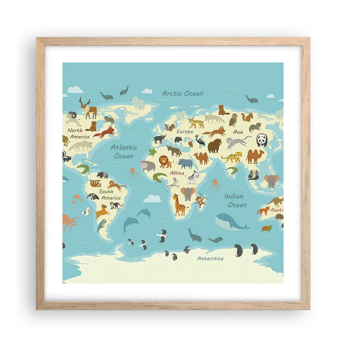 Poster in einem Rahmen aus heller Eiche - Gute Nachbarn - 50x50 cm