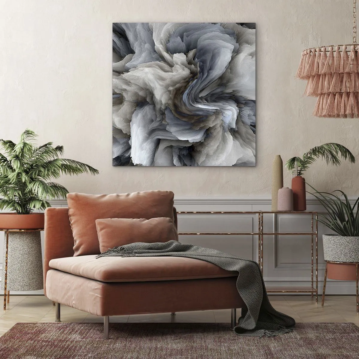 Bild auf Leinwand - Leinwandbild - Stein und Blume - 40x40 cm