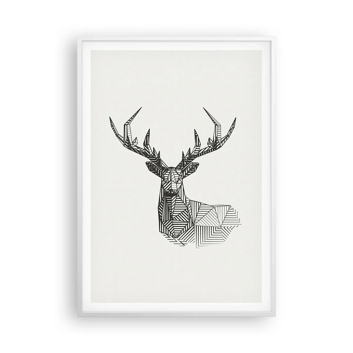 Poster in einem weißen Rahmen - Ein Hirsch im kubistischen Stil - 70x100 cm