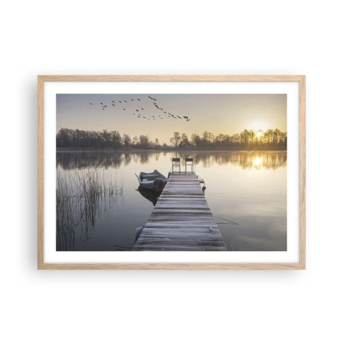 Poster in einem Rahmen aus heller Eiche - Ich komme nach einiger Zeit zurück - 70x50 cm