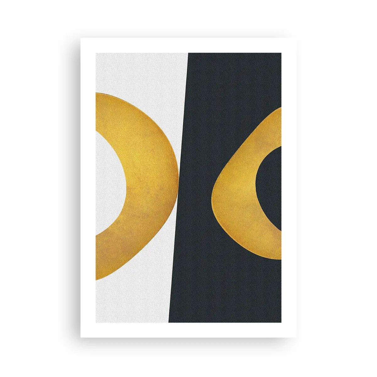 Poster - Eine abstrakte Komposition mit dominanten goldenen und dunkelgrünen Formen. - 50x70cm - Erstens: Gold - Moderne Wanddekoration für Wohnzimmer und Schlafzimmer ARTTOR