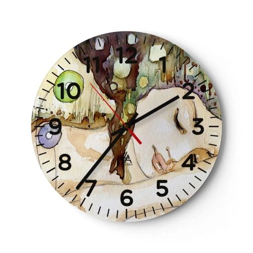 Wanduhr - Glasuhr - Ein smaragd-violetter Traum - 30x30 cm