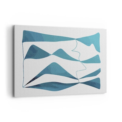 Bild auf Leinwand - Leinwandbild - Abstrakte Formen in Blautönen auf weißem Hintergrund - 120x80cm - Abstraktion: türkisfarbene Verbindung - Moderne Wanddekoration für Wohnzimmer und Schlafzimmer ARTTOR