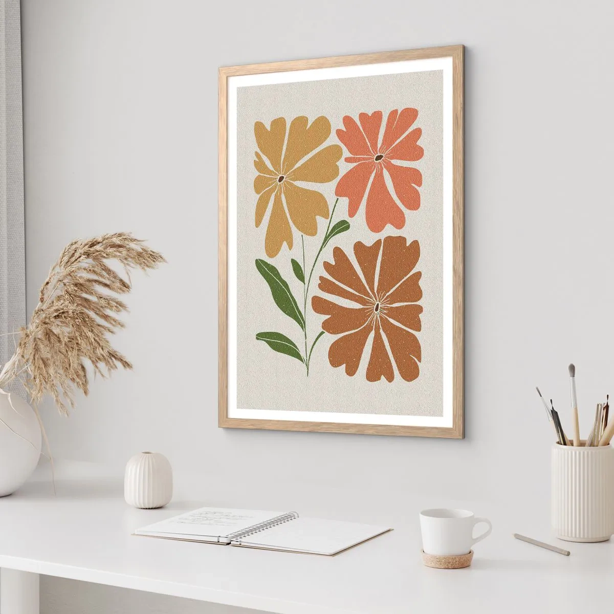 Poster in einem Rahmen aus heller Eiche - Natur und Geometrie - 70x100 cm