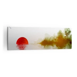 Bild auf Leinwand - Leinwandbild - Abstrakter Sonnenuntergang über einem See mit Reflexion - 160x50cm - Versprechen der Ruhe - Moderne Wanddekoration für Wohnzimmer und Schlafzimmer ARTTOR