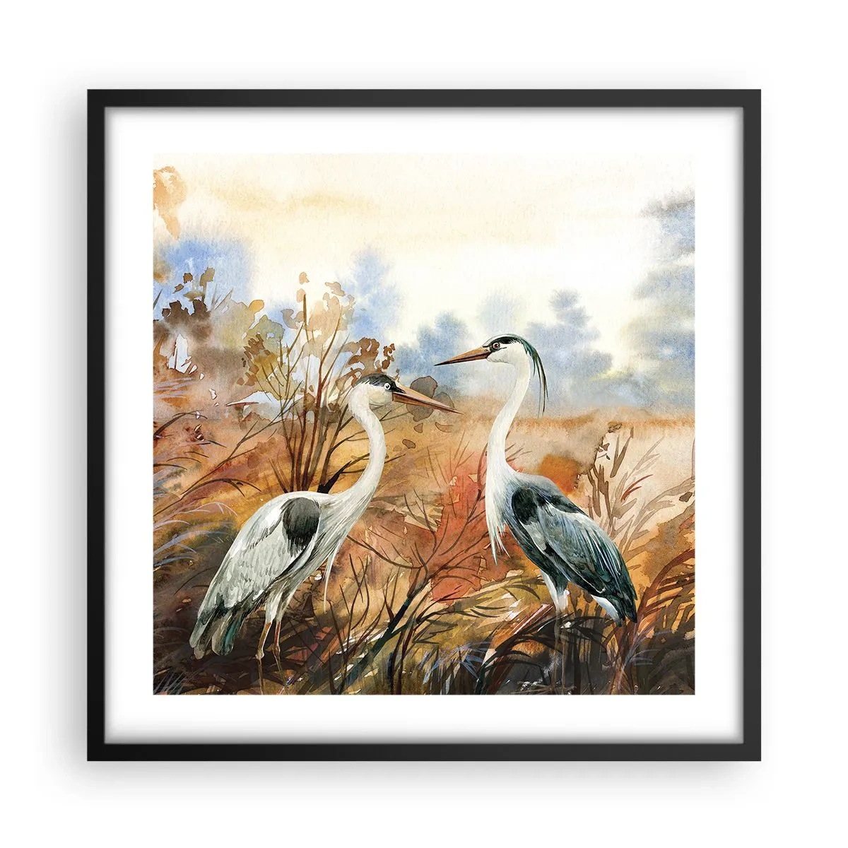 Poster in einem schwarzem Rahmen - Wohin im Herbst? - 50x50 cm