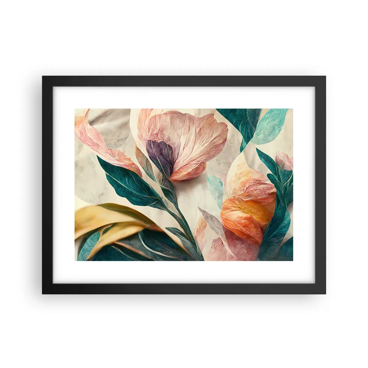 Poster in einem schwarzem Rahmen - Blumen der südlichen Inseln - 40x30 cm