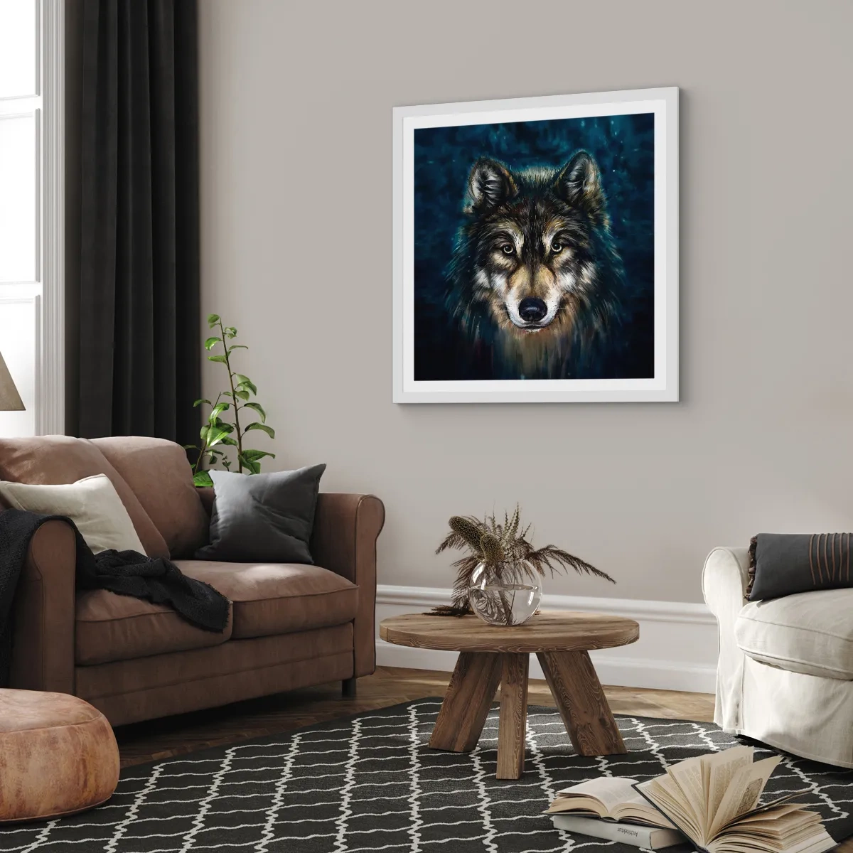 Poster in einem weißen Rahmen - Alpha? Und Omega - 50x50 cm