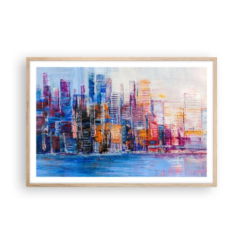 Poster in einem Rahmen aus heller Eiche - Fröhliche Metropole - 91x61 cm