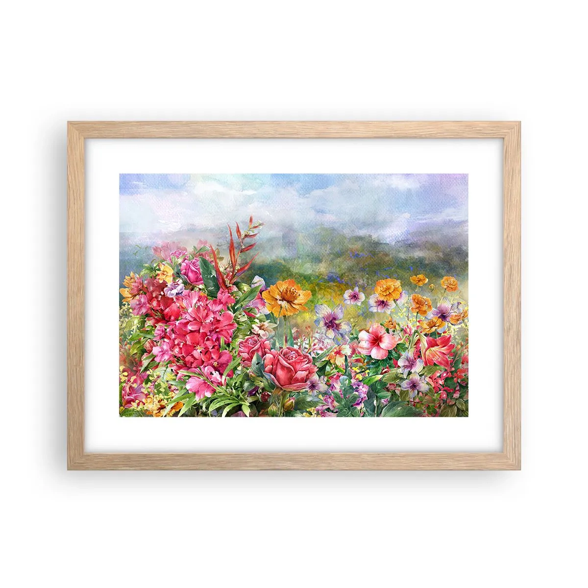 Poster in einem Rahmen aus heller Eiche - Ein Garten, der verrückt geworden ist - 40x30 cm