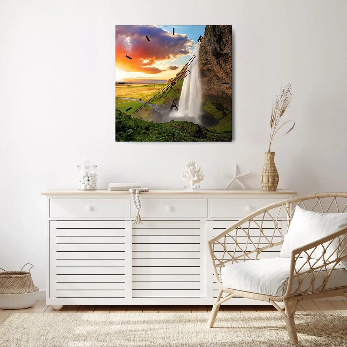 Wanduhr - Glasuhr - Die Fülle des isländischen Sommers - 40x40 cm