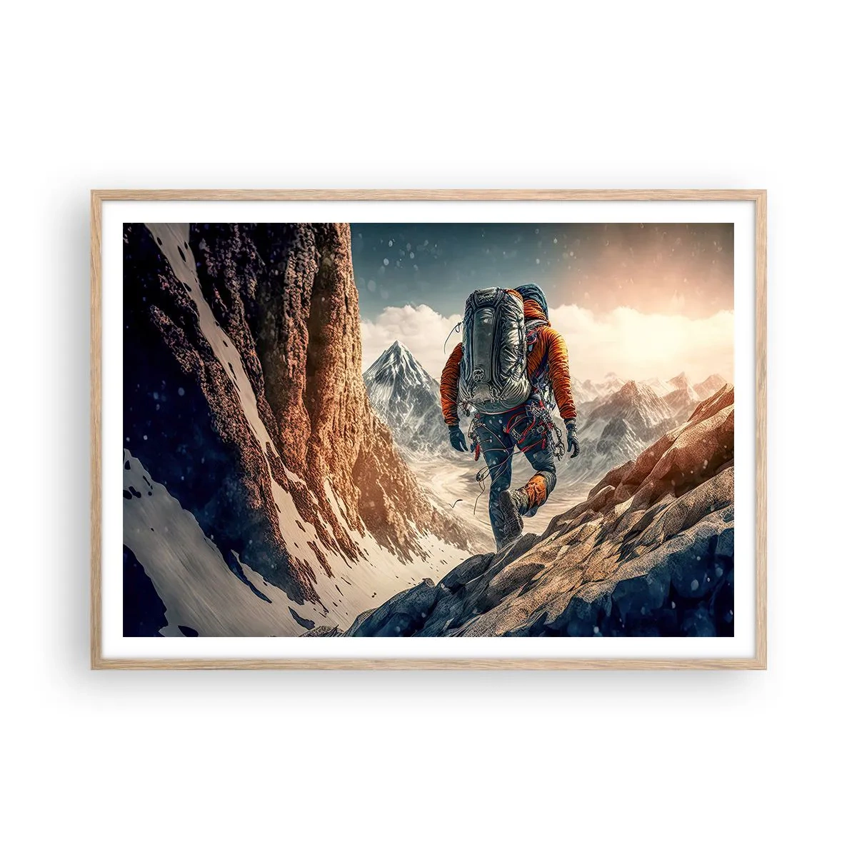 Poster in einem Rahmen aus heller Eiche - Einsamer Krieger - 100x70 cm