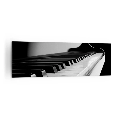 Bild auf Leinwand - Leinwandbild - Klaviertasten in einer eleganten Schwarz-Weiß-Aufnahme - 160x50cm - Harmonie von Formen und Farben - Moderne Wanddekoration für Wohnzimmer und Schlafzimmer ARTTOR