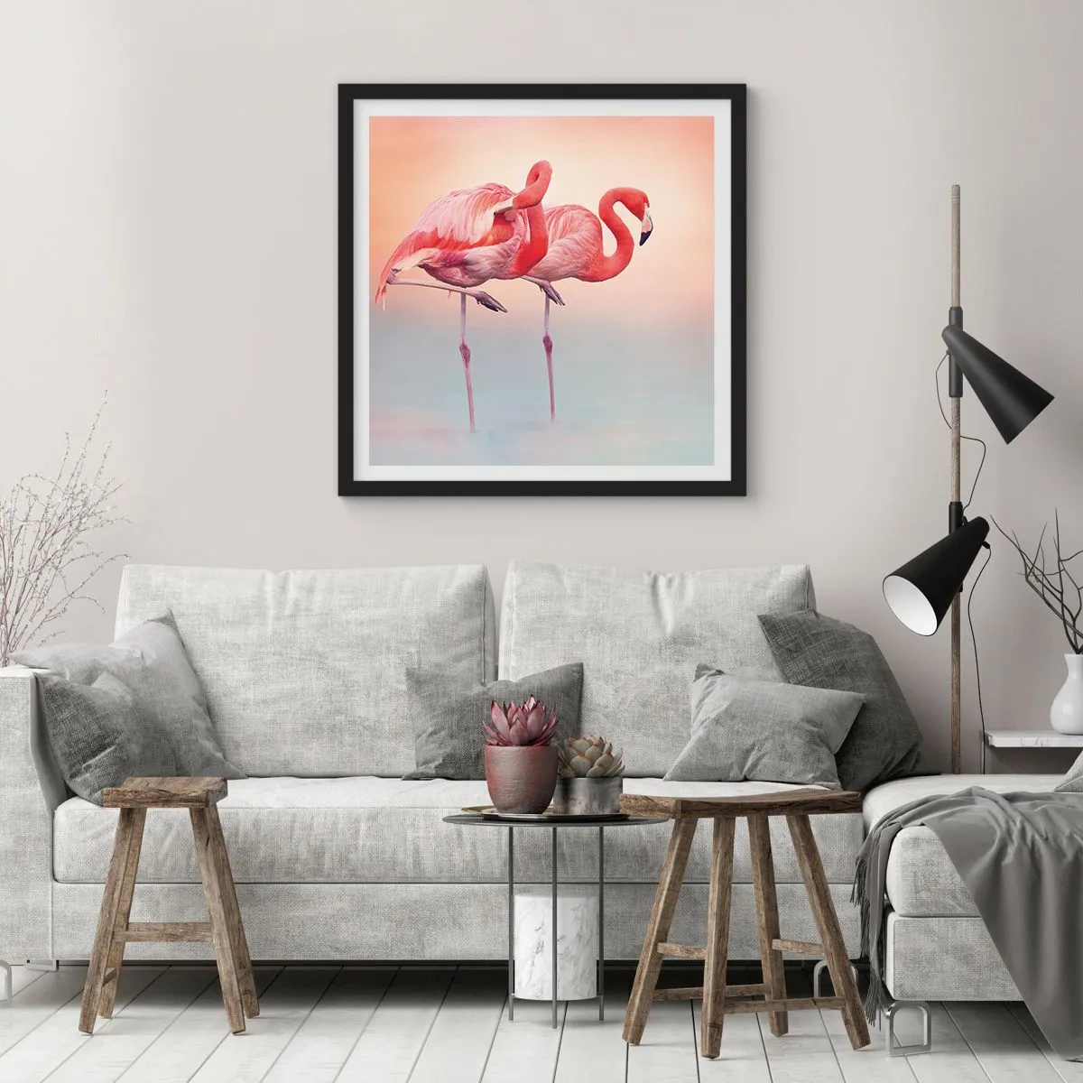 Poster in einem schwarzem Rahmen - Die Farbe der untergehenden Sonne - 50x50 cm