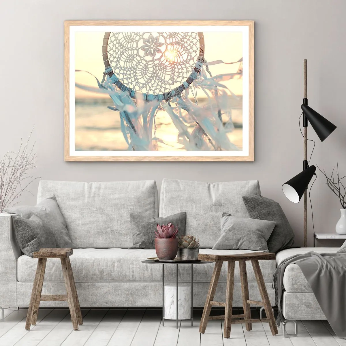 Poster in einem Rahmen aus heller Eiche - Totem aus Spitze - 91x61 cm