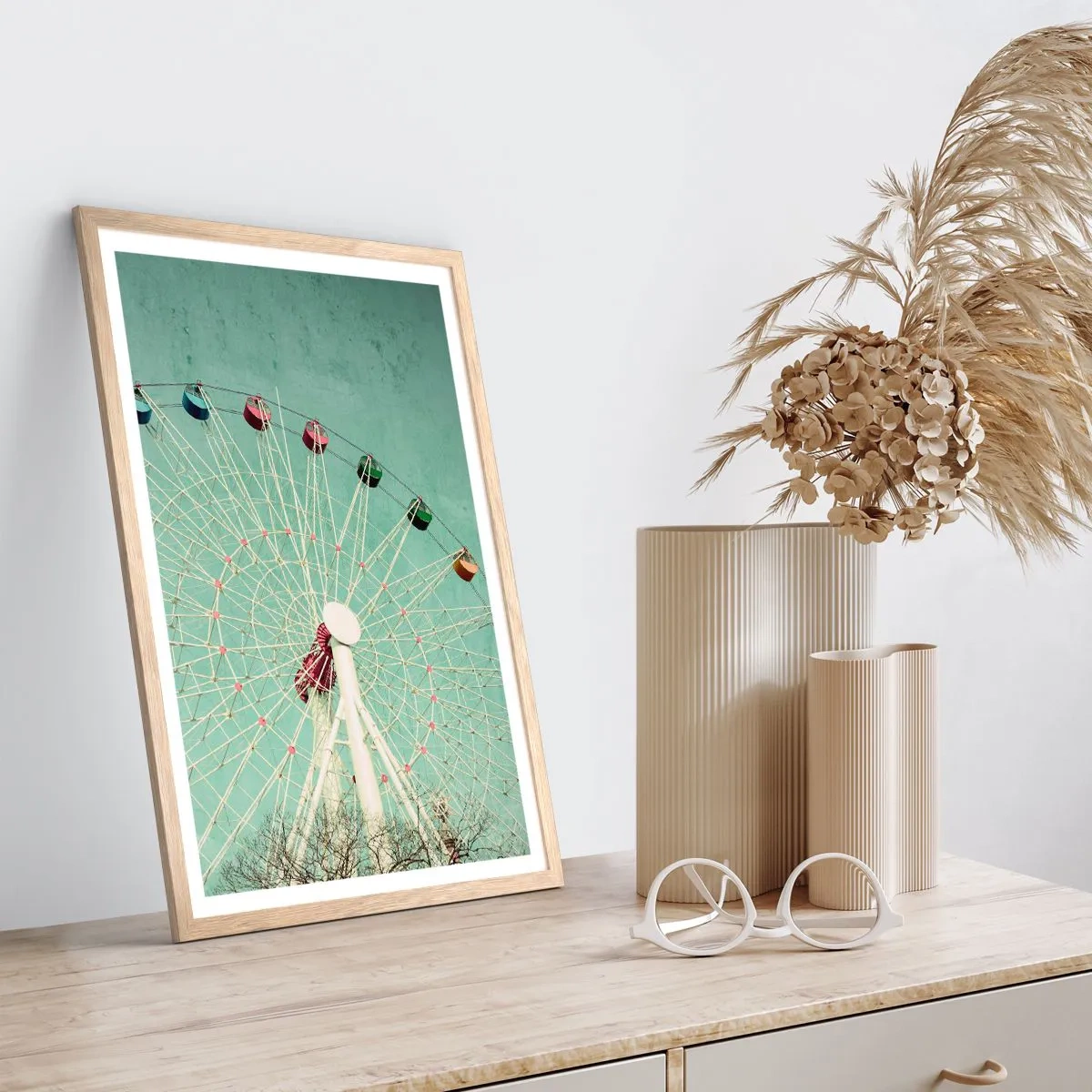 Poster in einem Rahmen aus heller Eiche - Wir laden zum Spiel ein - 50x70 cm