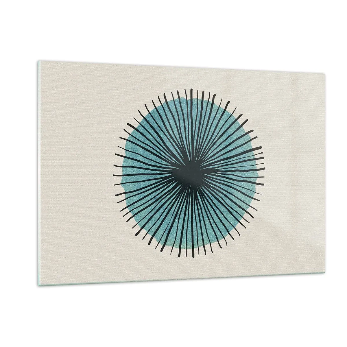 Glasbild - Bild auf glas - Geometrisches Muster in Türkis- und Schwarztönen - 120x80cm - Strahlend im Blau - Moderne Wanddekoration für Wohnzimmer und Schlafzimmer ARTTOR