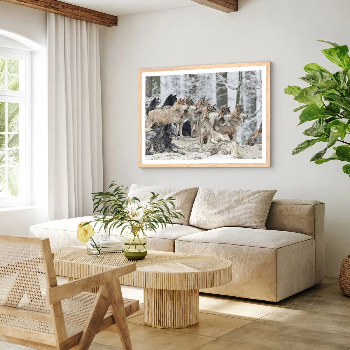 Poster in einem Rahmen aus heller Eiche - Familie und Freunde - 50x40 cm