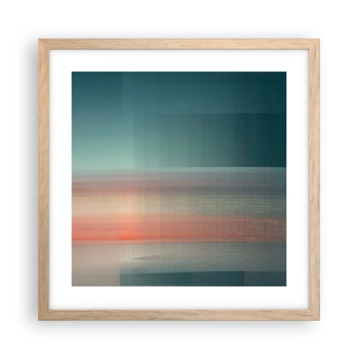 Poster in einem Rahmen aus heller Eiche - Abstraktion: Lichtwellen - 40x40 cm