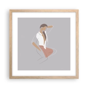 Poster in einem Rahmen aus heller Eiche - Umriss der Anmut - 40x40 cm