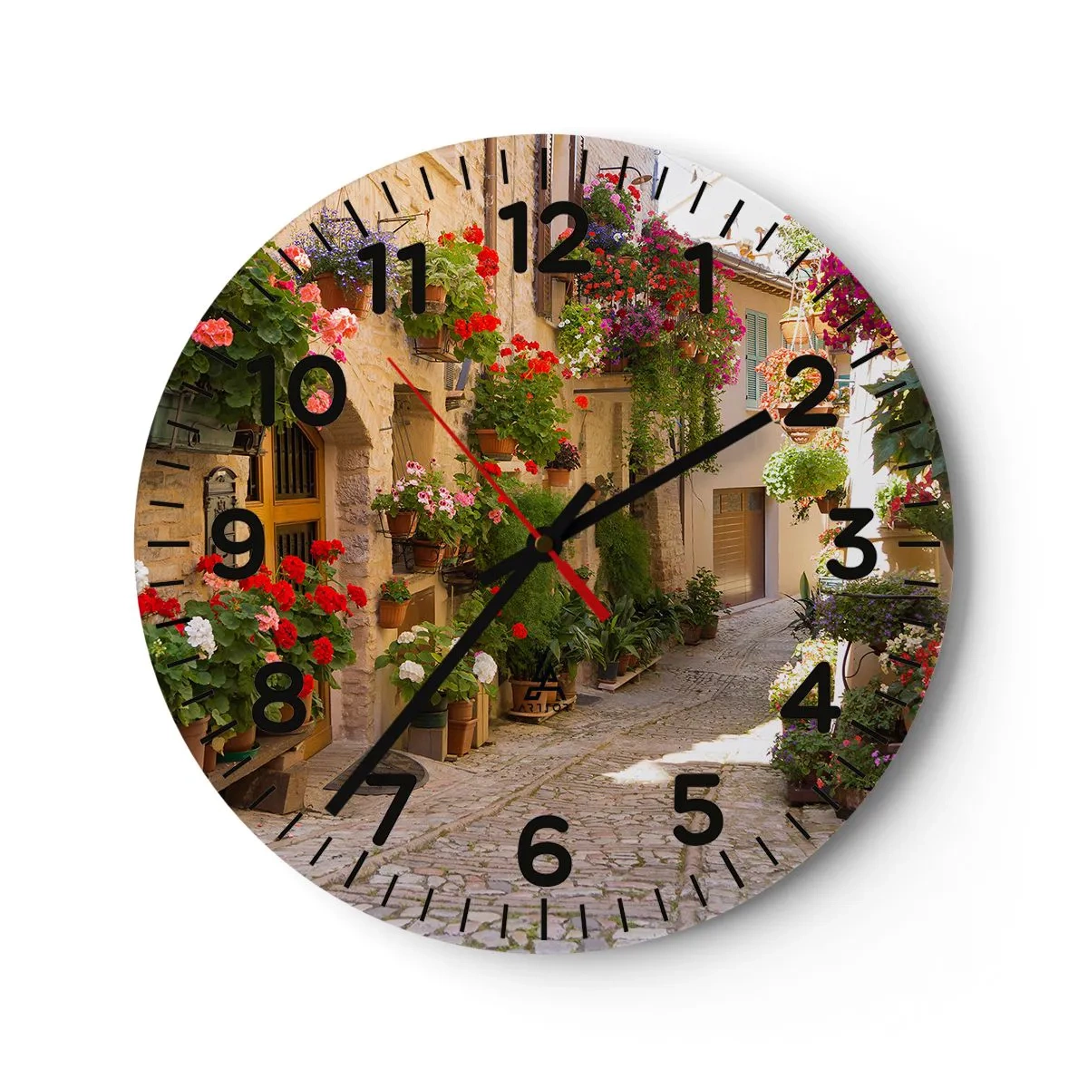 Wanduhr - Glasuhr - In der Flut Blumen - 40x40 cm