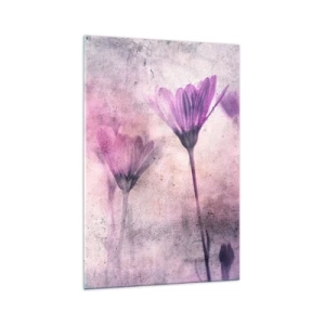 Glasbild - Bild auf glas - Zarte Blüten in Lilatönen auf hellem Untergrund - 70x100cm - Ein Blumentraum - Moderne Wanddekoration für Wohnzimmer und Schlafzimmer ARTTOR