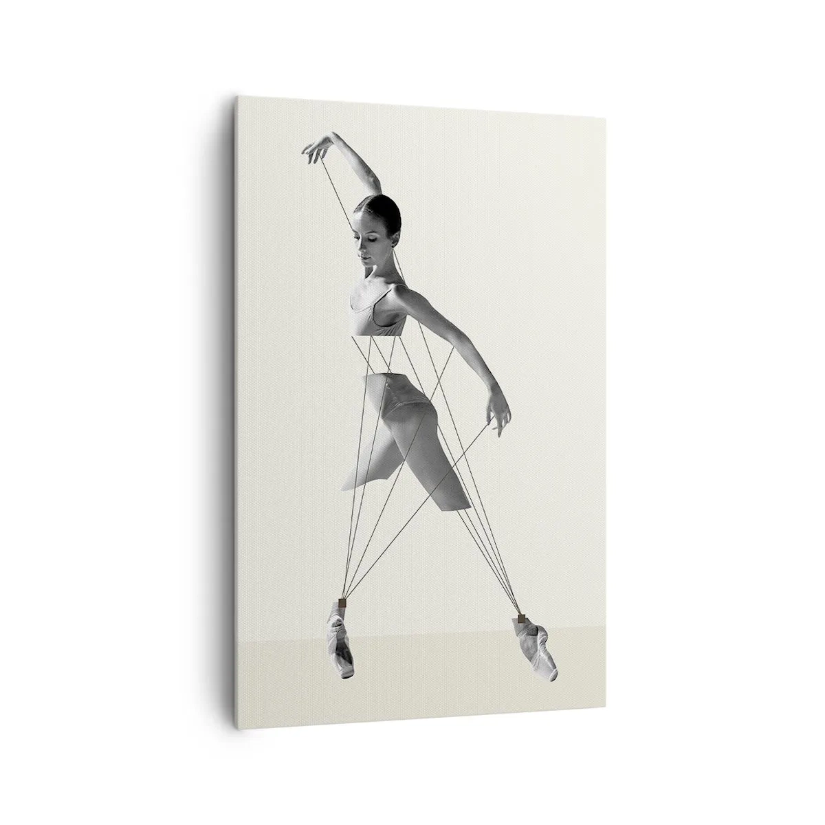 Bild auf Leinwand - Leinwandbild - Ballerina in geometrischer Interpretation mit Linien - 80x120cm - Im Theater der Welt - Moderne Wanddekoration für Wohnzimmer und Schlafzimmer ARTTOR