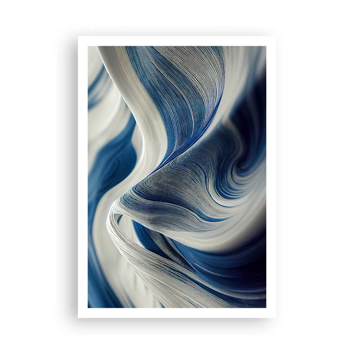 Poster - Fließfähigkeit von Blau und Weiß - 70x100 cm