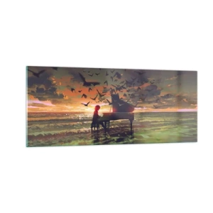 Glasbild - Bild auf glas - Konzert für Klavier und Wellen - 100x40 cm
