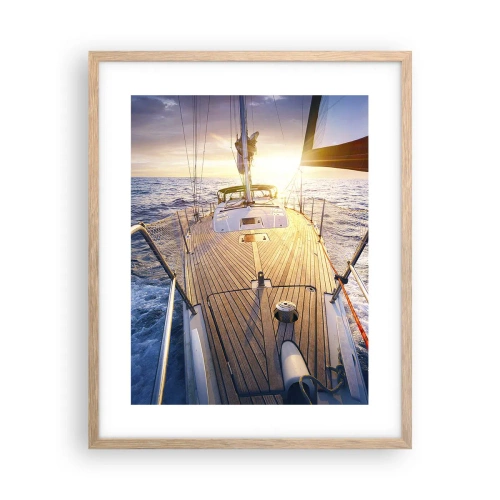 Poster in einem Rahmen aus heller Eiche - Laufen unter den Wellen - 40x50 cm