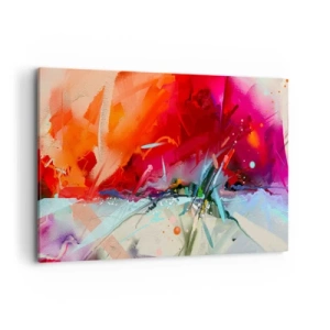 Bild auf Leinwand - Leinwandbild - Abstrakte Landschaft in intensiven Farben - 120x80cm - Eine Explosion von Lichtern und Farben - Moderne Wanddekoration für Wohnzimmer und Schlafzimmer ARTTOR