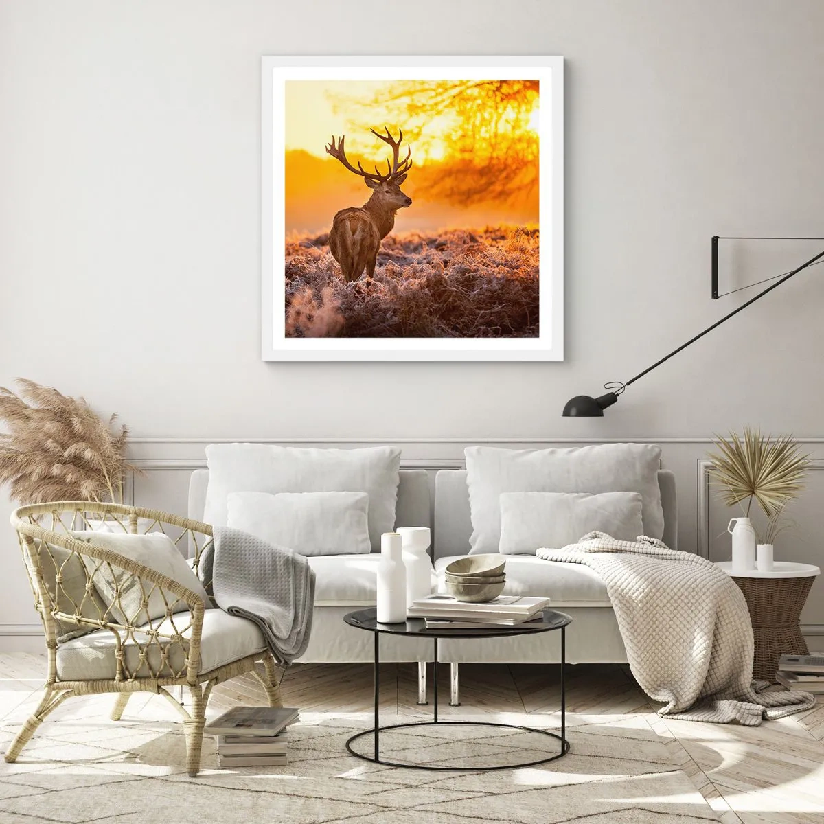 Poster in einem weißen Rahmen - König des Herbstwaldes - 60x60 cm