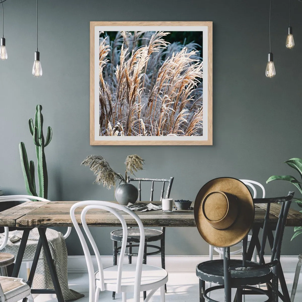 Poster in einem Rahmen aus heller Eiche - Gekleidet mit Frost - 50x50 cm