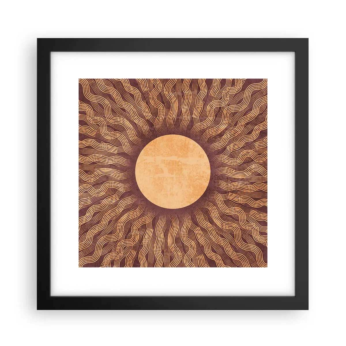 Poster in einem schwarzem Rahmen - Sonnensymbol - 30x30 cm