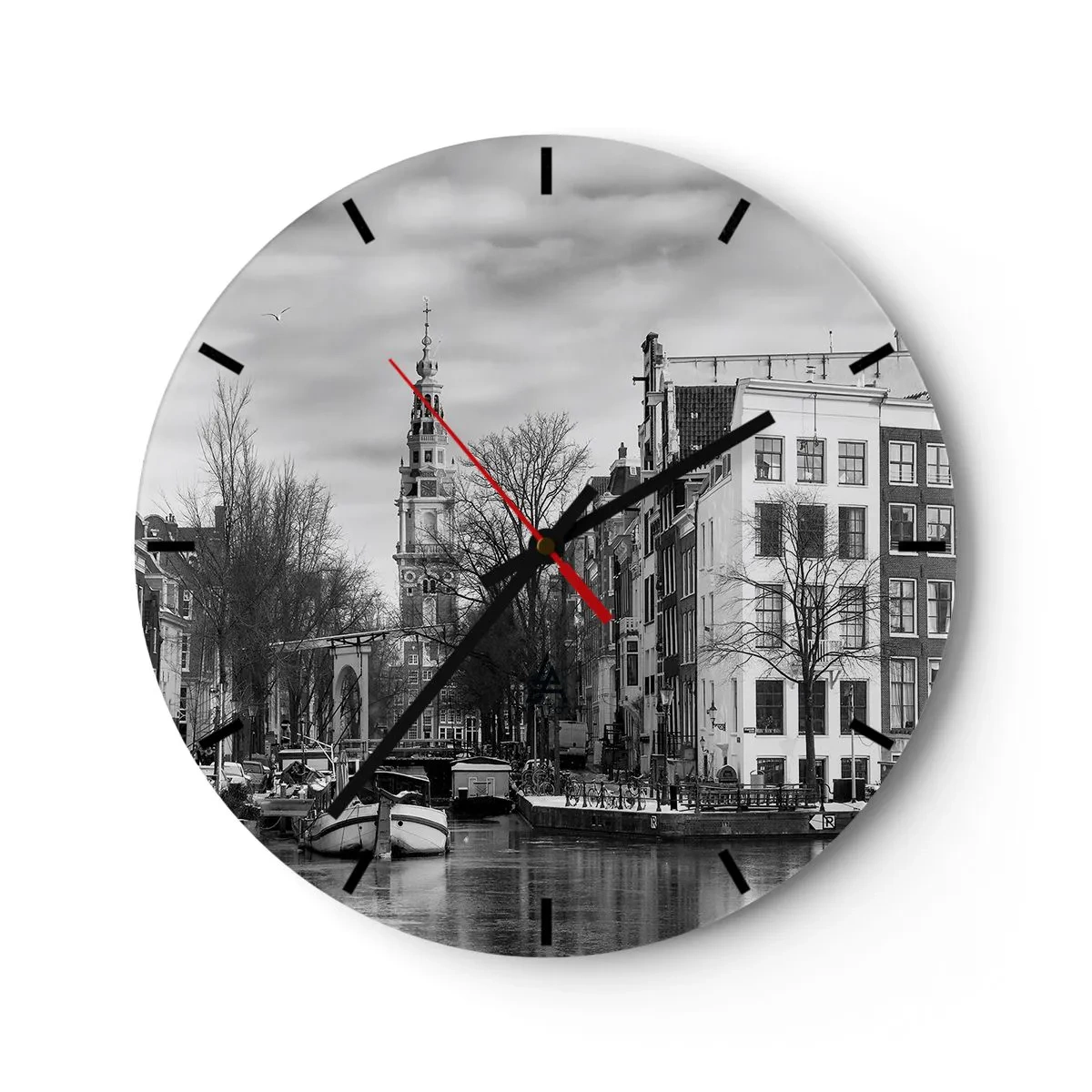 Wanduhr - Glasuhr - Amsterdamer Atmosphäre - 40x40 cm