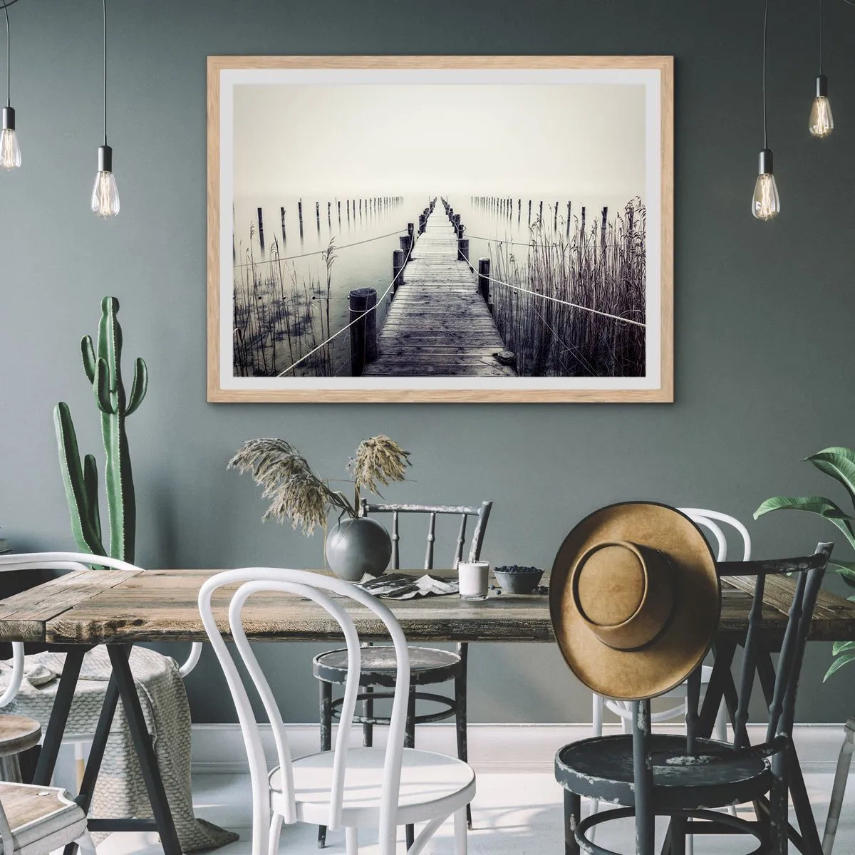 Poster in einem Rahmen aus heller Eiche - Tauchen Sie in Ruhe ein - 100x70 cm