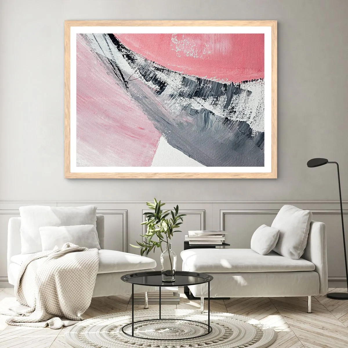 Poster in einem Rahmen aus heller Eiche - Passende Komposition - 70x50 cm