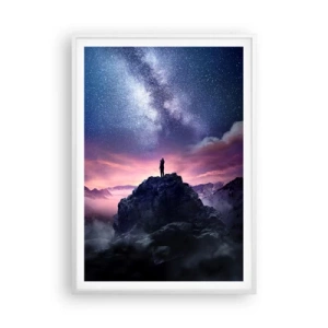 Poster in einem weißen Rahmen - Und er fühlte das Leben - 70x100 cm