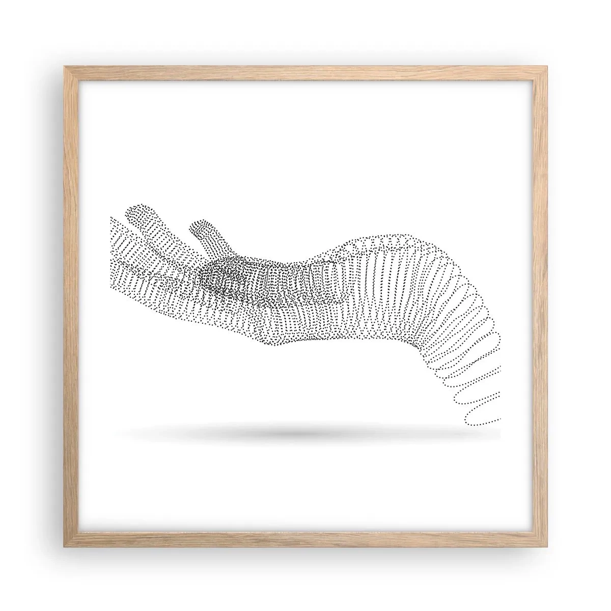 Poster in einem Rahmen aus heller Eiche - Federnde Hand - 50x50 cm