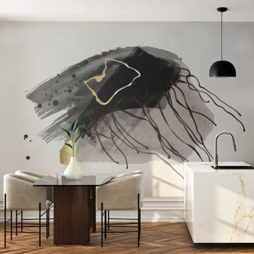 Fototapete Standard Eco - In Schwarz und Gold - Abstraktion, Stück, Grafik - 200x140 cm