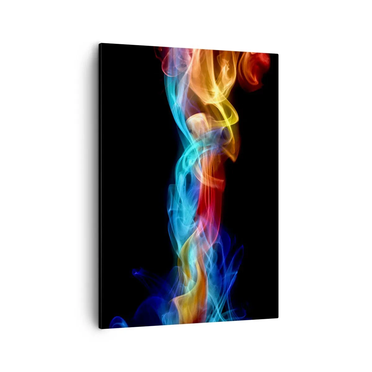 Bild auf Leinwand - Leinwandbild - Bunter Rauch auf schwarzem Hintergrund - 50x70cm - Regenbogentanz der Nebel - Moderne Wanddekoration für Wohnzimmer und Schlafzimmer ARTTOR
