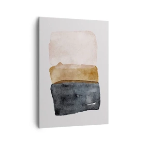 Bild auf Leinwand - Leinwandbild - Eine minimalistische Komposition aus drei Rechtecken in Erdtönen. - 50x70cm - Die Komposition der Farben der Erde - Moderne Wanddekoration für Wohnzimmer und Schlafzimmer ARTTOR