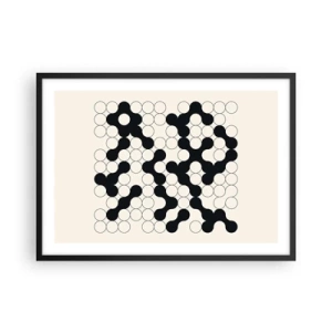 Poster in einem schwarzem Rahmen - Schwarz-weiße Muster mit Kreisen auf hellem Hintergrund - 70x50cm - Chinesisches Spiel – Variation - Moderne Wanddekoration für Wohnzimmer und Schlafzimmer ARTTOR