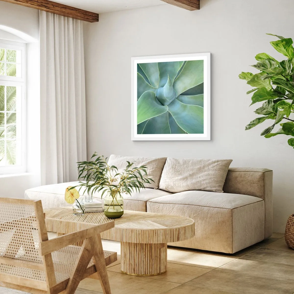 Poster in einem weißen Rahmen - Geburt des Grüns - 60x60 cm