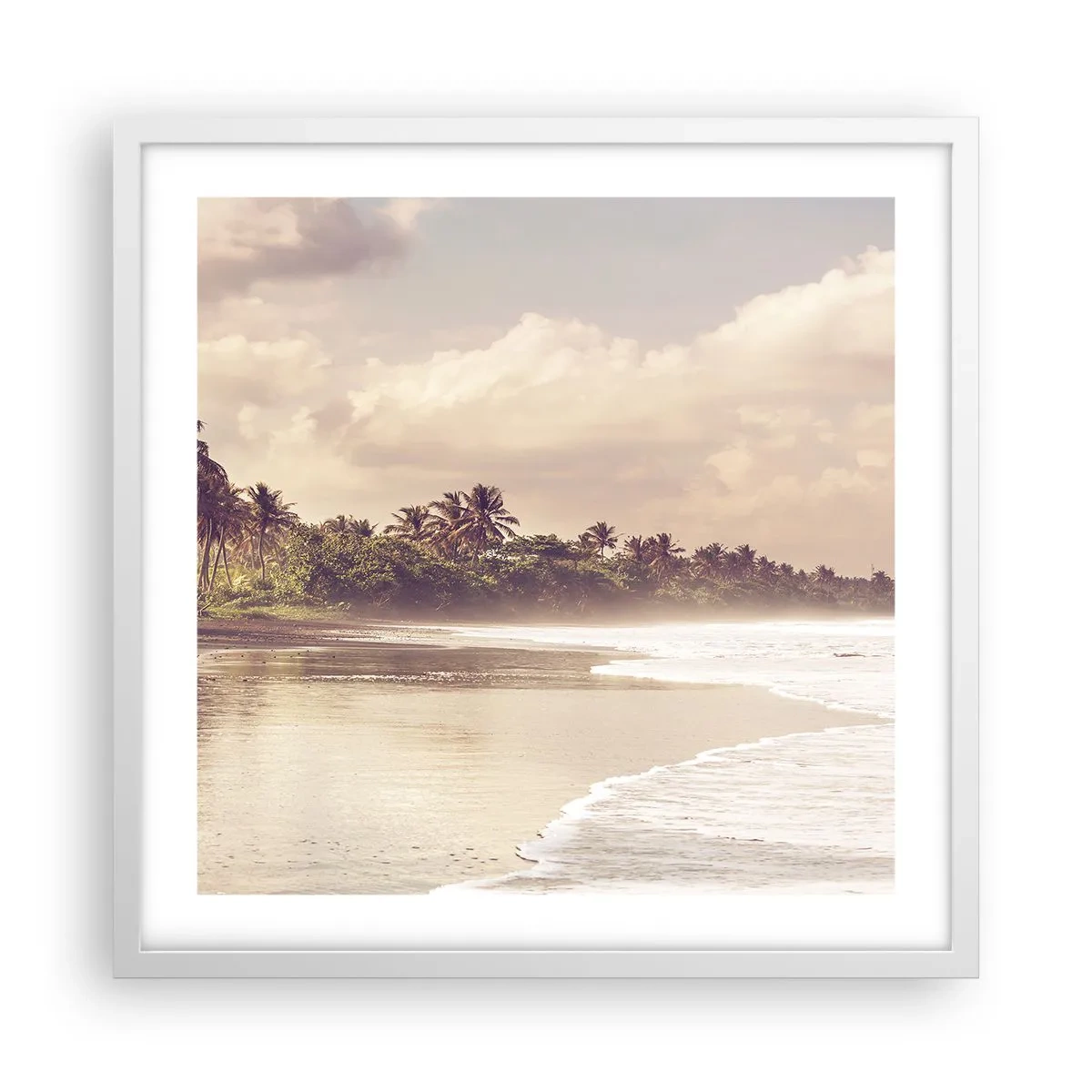 Poster in einem weißen Rahmen - Die Liebkosung der Wellen - 50x50 cm