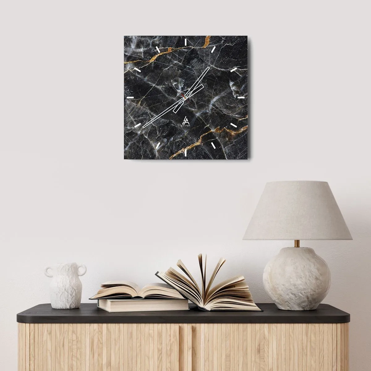 Wanduhr - Glasuhr - Das Innenleben des Steins - 40x40 cm