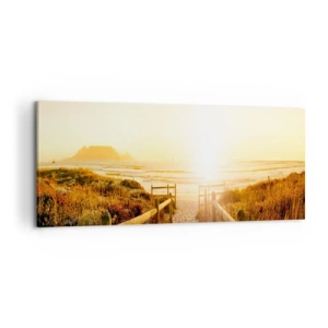 Bild auf Leinwand - Leinwandbild - Über die Düne, der Sonne entgegen - 100x40 cm