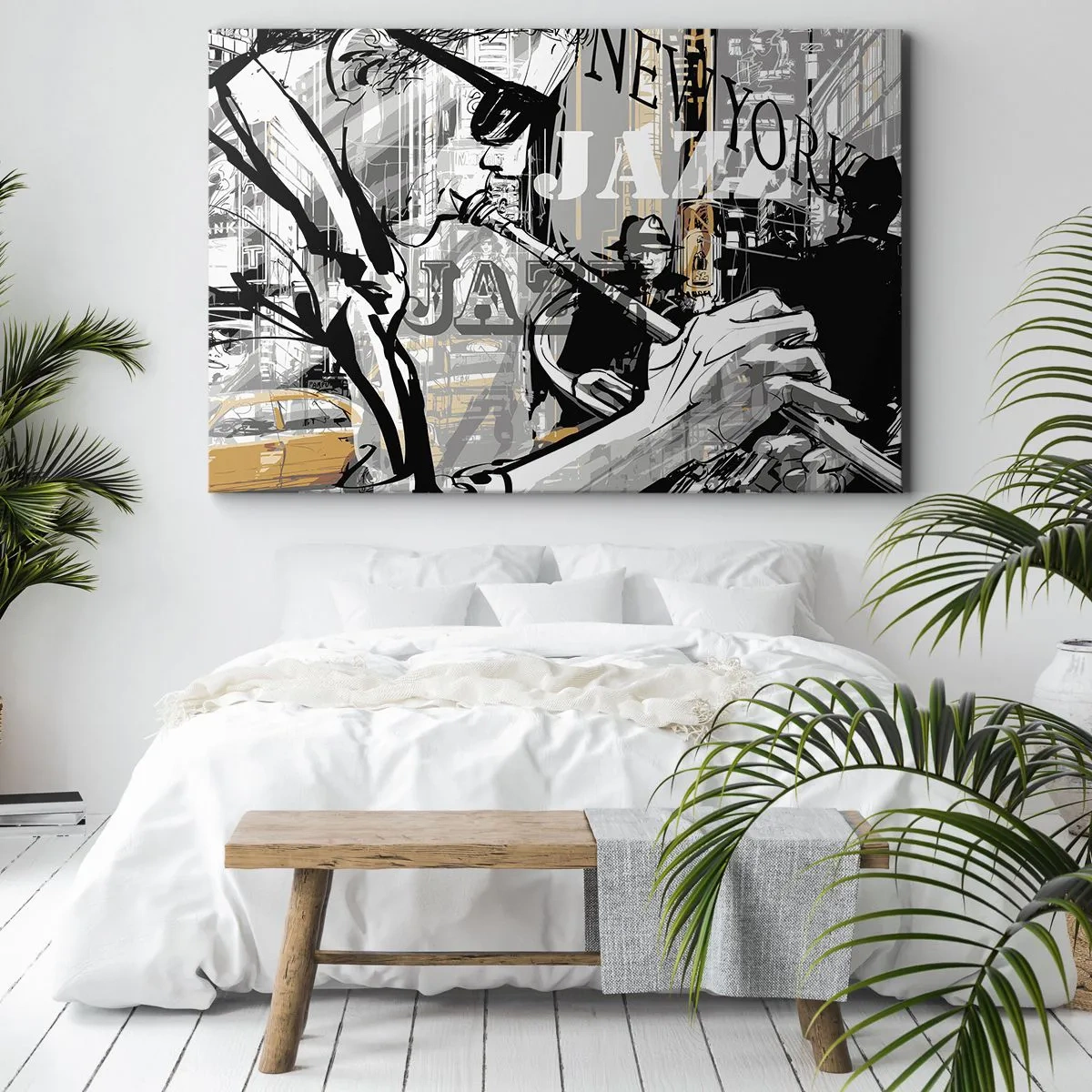 Bild auf Leinwand - Leinwandbild - New Yorker Jazzszene - 70x50cm - Im Rhythmus von New York - Moderne Wanddekoration für Wohnzimmer und Schlafzimmer ARTTOR